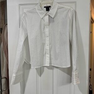 ✨🆕Christian Lacroix White Crop Button Down Shirt, Small✨